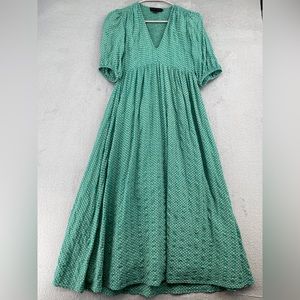 Hatch The Melanie Dress Small 1 Green Floral Polka Dot Maternity Modest Mid Boho